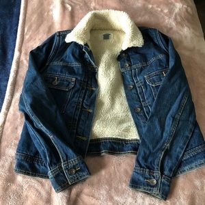 Faux fur jean jacket